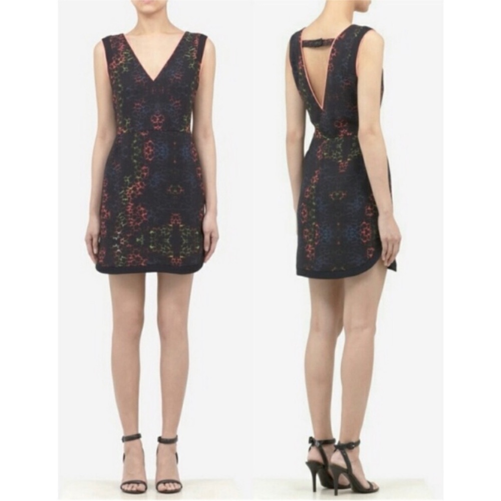 Sandro Paris Black Multi Rico Neon Shift Dress